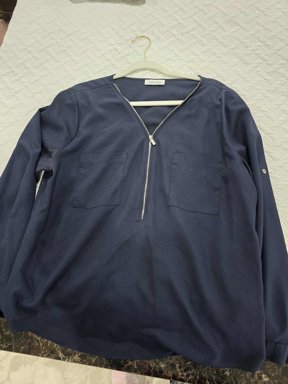 Calvin Klein Navy Zip Blouse